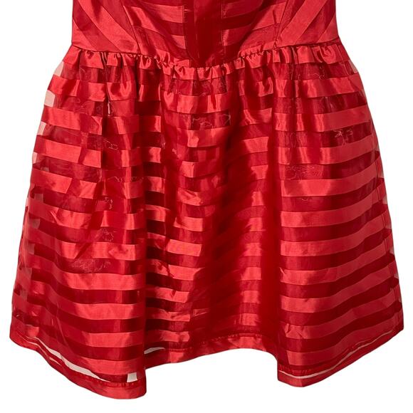 Frenchi Strapless Red Striped Strapless Cocktail Party Dress Size 3 NEW - Picture 3 of 7